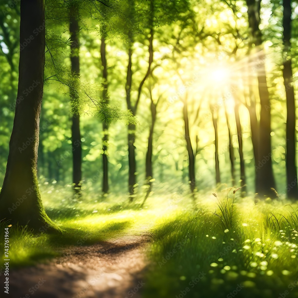 Obraz premium sun rays in forest