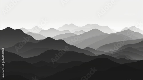 Silhouette of foggy mountains