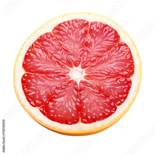 Half of red grapefruit isolated on transparent background.