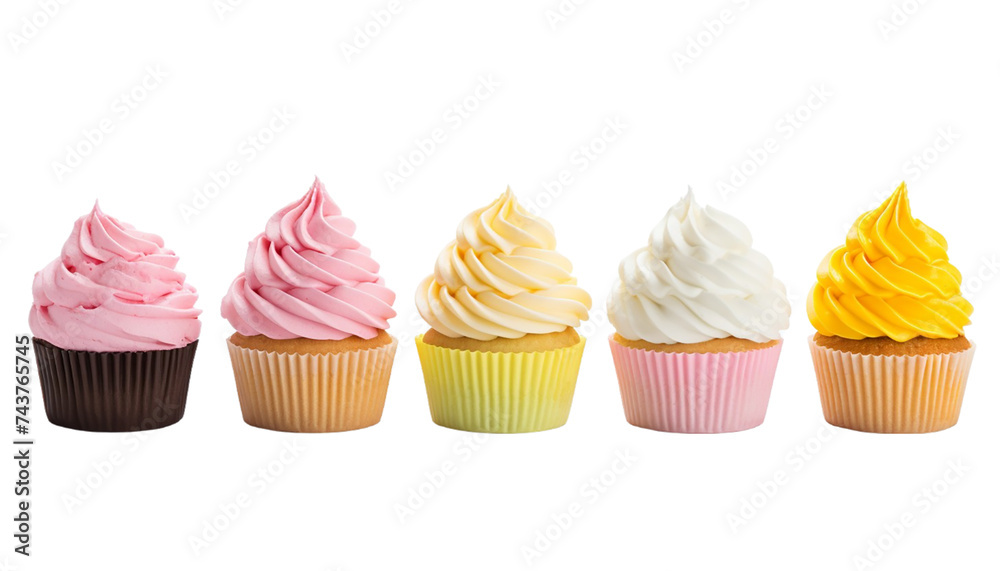 Set of cupcakes isolated on transparent background. Set of cupcakes isolated on transparent background.