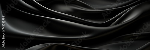luxurious texture and sheen of black silk fabric  showcasing its rich color and smooth surface  banner