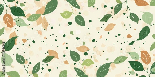 Playful and organic leaf pattern with a scattering of dots in a refreshing palette, ideal for an eco-friendly and lively design backdrop.