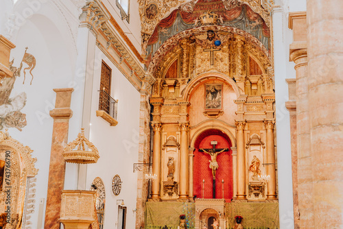 campillos andalusia spain 13 february 2024 a typical spanish town church decoration photo
