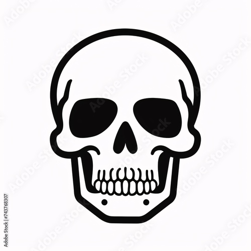 Black silhouette, tattoo of a skull on white background. Vector.