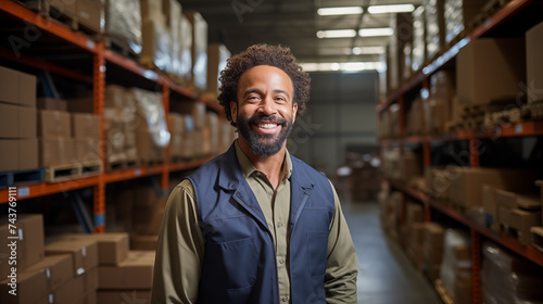 person in warehouse with boxes