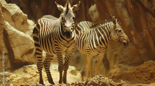 Male Grevy s zebra in its enclosure. Scientific.