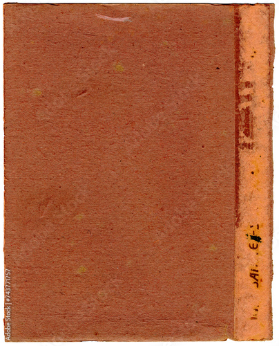 Alte rote Pappe - Buchdeckel Rest - schäbiges vintage Papier mit Kleberesten photo