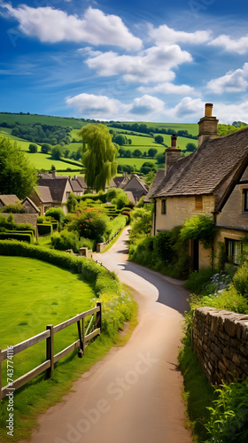 Enthralling Scenic Vista of the English Countryside - The Harmony of Nature and Village Life