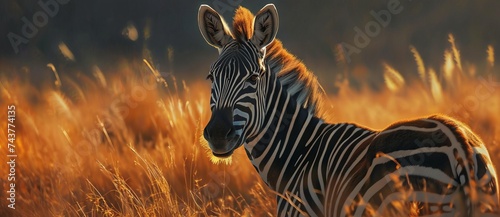 Zebra in the savannah at sunset © Darcraft