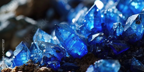 Close view of blue sapphire crystals