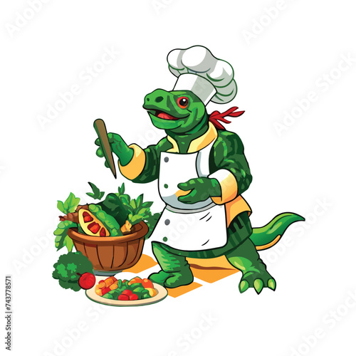 chef character cooking in kitchen