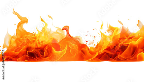 Realistic fire flames isolated on transparent background.