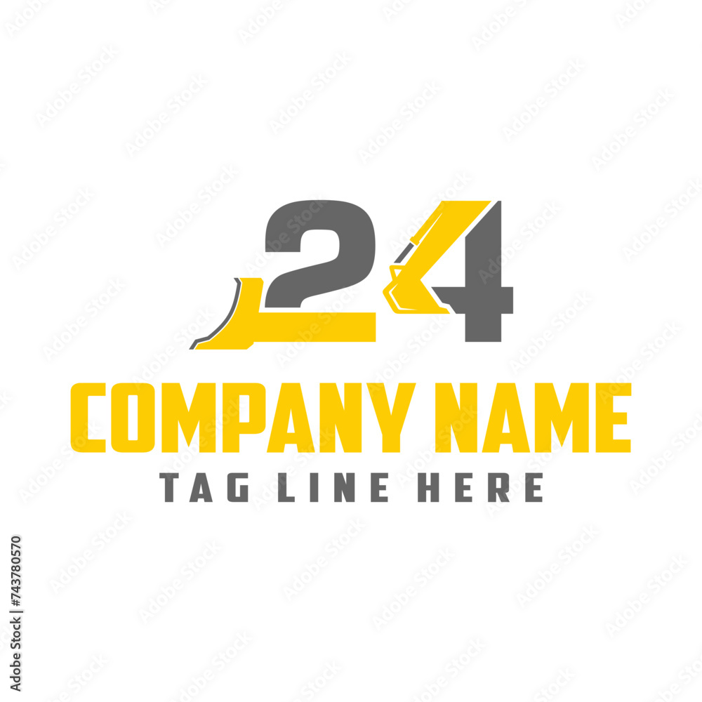 Letter Number 24 excavator logo template vector. Heavy equipment logo vector for construction company. Creative excavator illustration for logo template.
Letter Number 24 excavator logo template vector. Heavy equipment logo vector for construction company. Creative excavator illustration for logo template.
