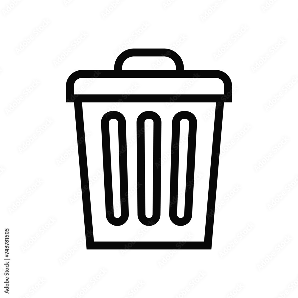 Trash bin. Vector isolated icons. Black vector trash dusbin sign icon isolated elements. Trash bin. Vector isolated icons. Black vector trash dusbin sign icon isolated elements.