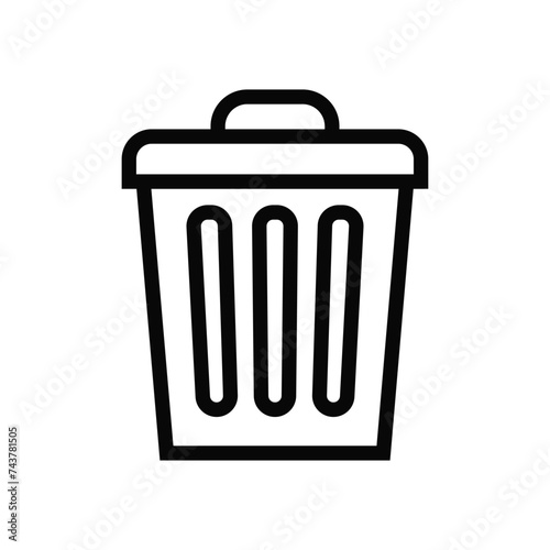 Trash bin. Vector isolated icons. Black vector trash dusbin sign icon isolated elements.