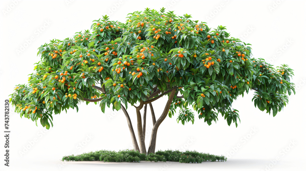 Papaya tree die-cut isolated on white background.
