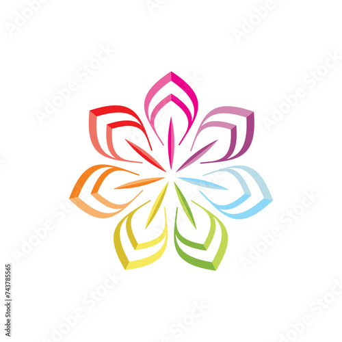 Traditional colorful floral pattern logo design mandala luxury template