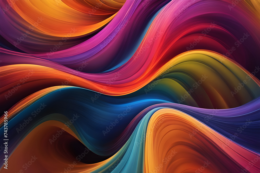 Obraz premium Vibrant Color Waves Abstract Digital Artwork