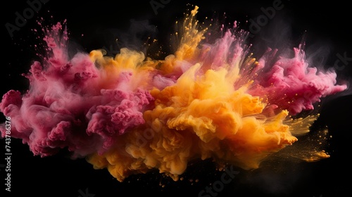 bunte Farbexplosion vor dunklem Hintergrund  © MONO