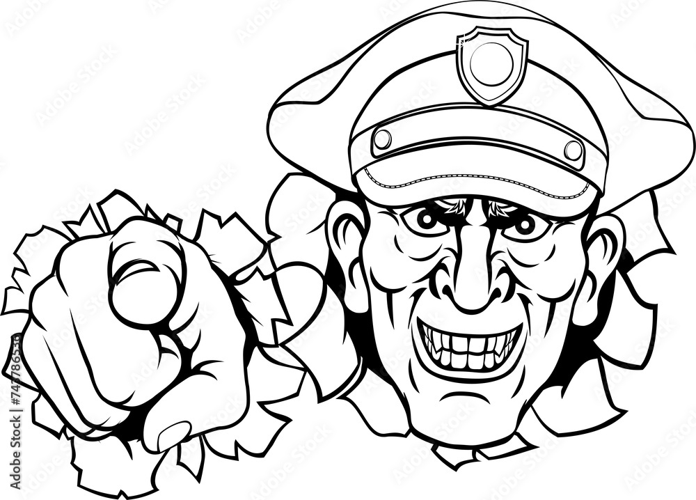 Policeman Mean Police Officer Ponting Cartoon Policeman Mean Police Officer Ponting Cartoon