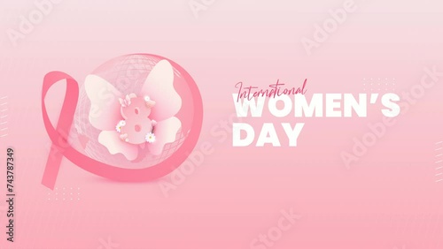 Animation of international women's day in pastel pink colors