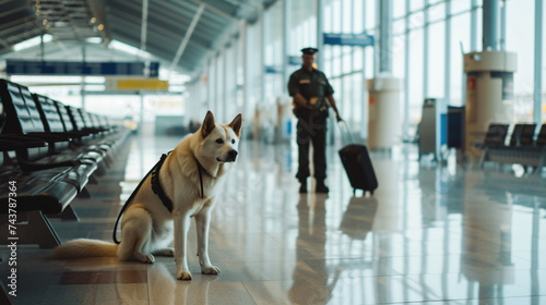 A Dog For Detecting Drugs At The Airport Standing