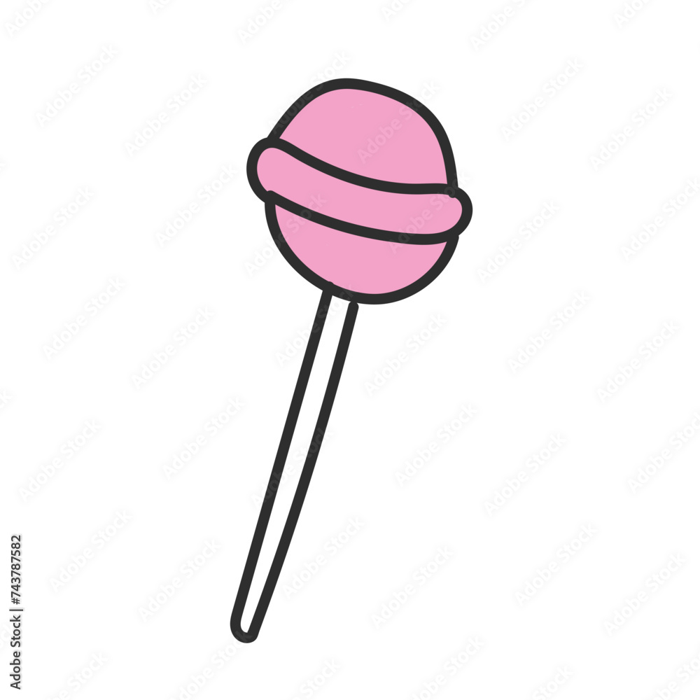 Pink Doodle Lollipop Icon