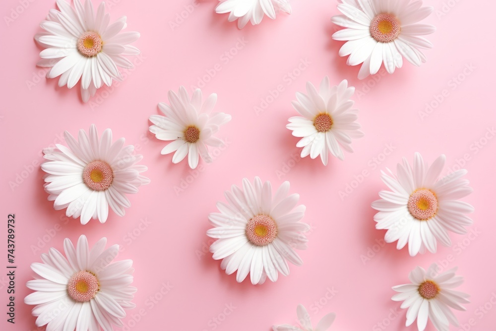 white daisies on a pink background white daisies on a pink background