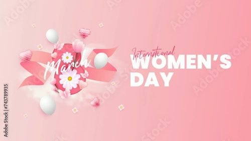Animation of international women's day in pastel pink colors