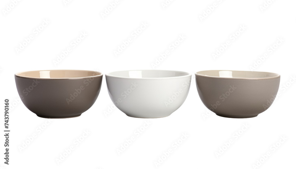 Set of empty brown ceramic bowls. Isolated on transparent background. Set of empty brown ceramic bowls. Isolated on transparent background.