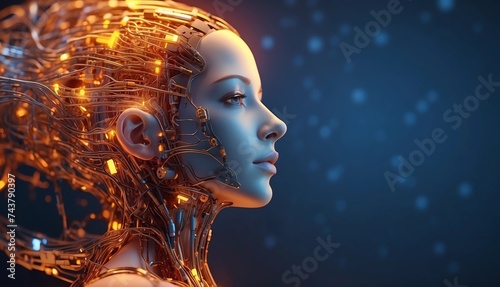 Artificial intelligence portrait, intelligent creature concept