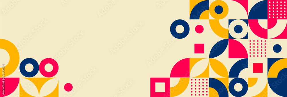 Obraz premium Geometric abstract background. Circle, square and triangle shape design. Vector illustration