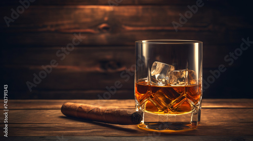 A Glass With Whiskey And A Cigar Next To It