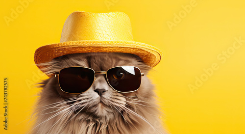 cat wearing sunglasses and hat