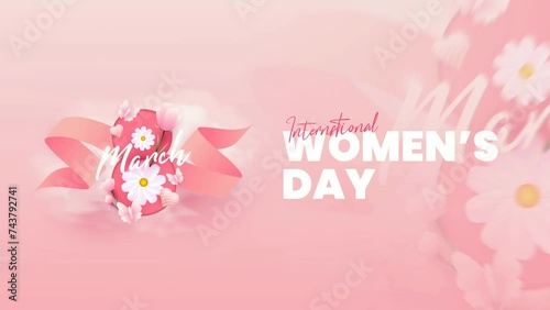 Animation of international women's day in pastel pink colors