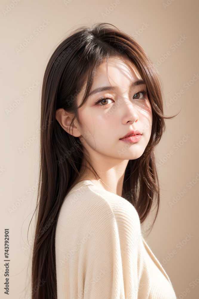 Gorgeous Young Female Model - Fashion or Cosmetics Model - Beauty with Perfect Fine Features - Beautiful Smooth Hair Gorgeous Young Female Model - Fashion or Cosmetics Model - Beauty with Perfect Fine Features - Beautiful Smooth Hair