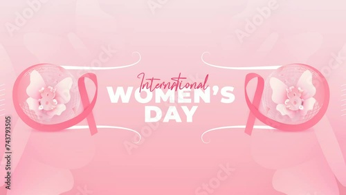 Animation of international women's day in pastel pink colors