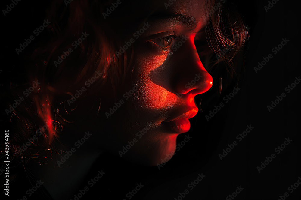 Whisper of Light: The Red Silhouette Portrait