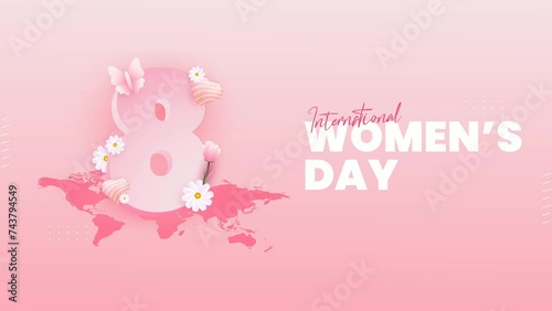 Animation of international women's day in pastel pink colors