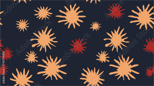 Creative trendy botanical textile design. Abstract background with round brush strokes. Monochrome hand drawn texture. Seamless texture of chaotic star.