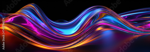 Colorful abstract 3D waves of fluid neon liquid 