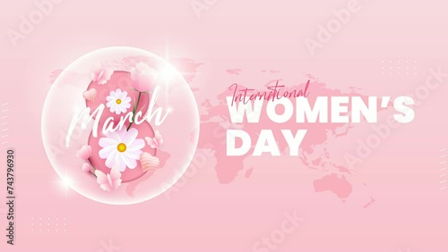 Animation of international women's day in pastel pink colors
