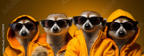 racoons wearing sunglasses and hoodies