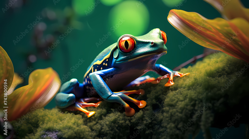 Naklejka premium green frog jumping