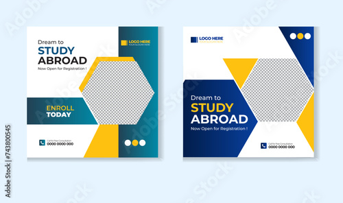 Study abroad social media post design template