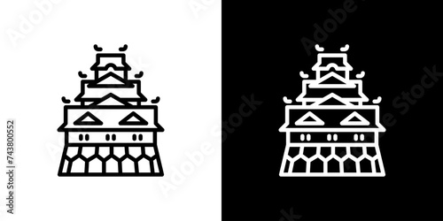 編集可能な大阪名物の大阪城ラインアイコン

