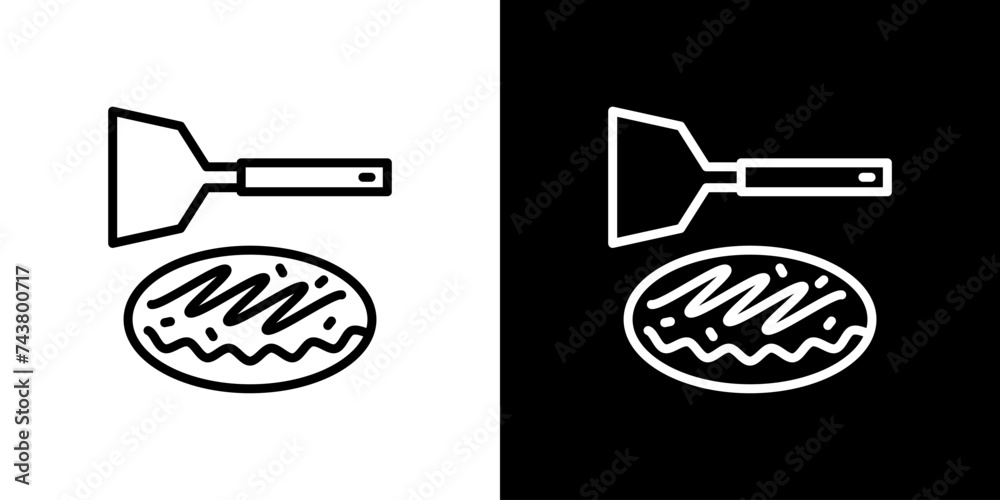 Φωτογραφία 編集可能な大阪名物のお好み焼きラインアイコン