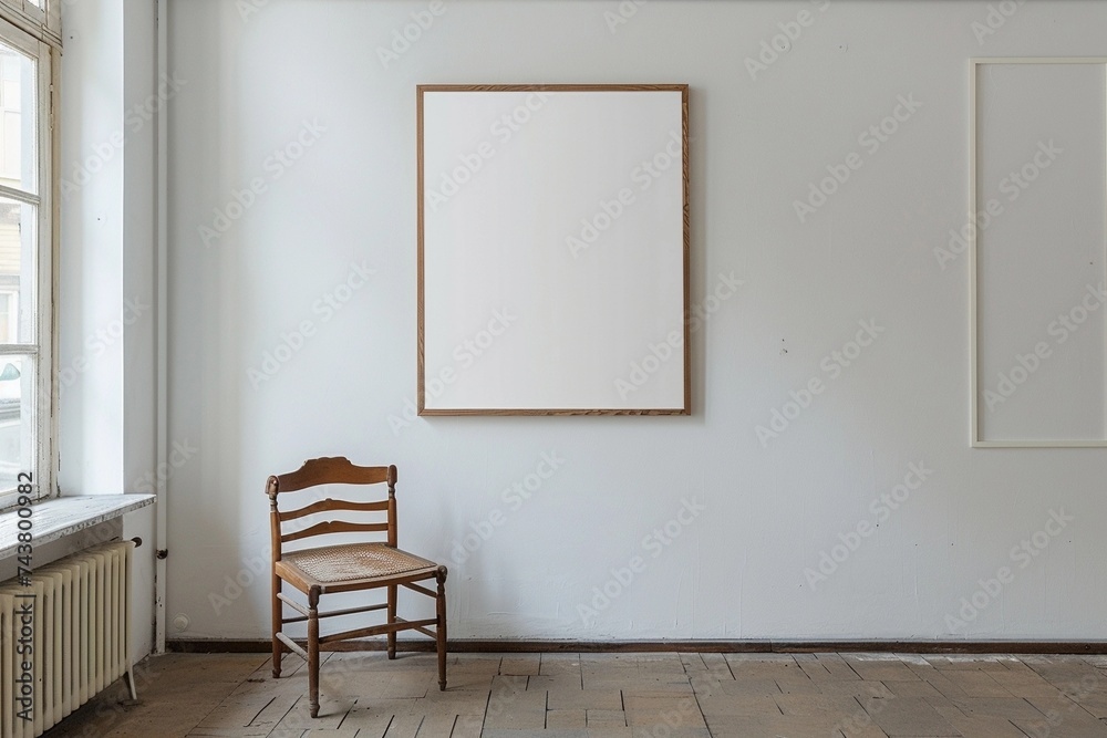 empty mockup frame isolated on white wall empty mockup frame isolated on white wall