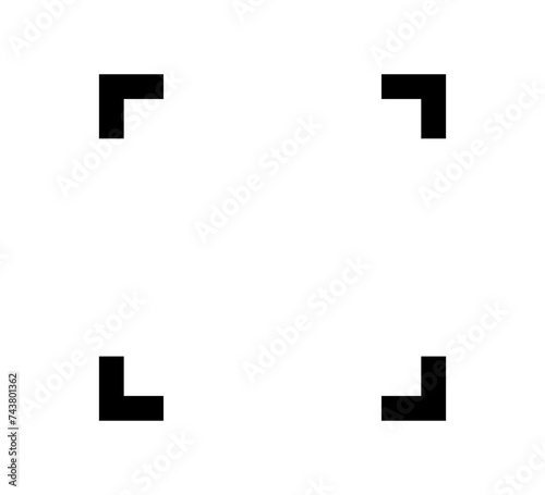 Camera frame viewfinder screen icon. Photo focus icon. Black square corner for picture symbol. Capture sign. Vector illustration isolated on white background.