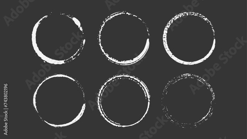 White chalk grunge hand-drawn circle line, scratch texture	
